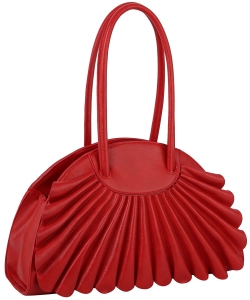 Pleated Unique Tote Handbag D-0635 RED